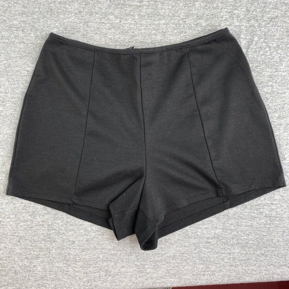 Nollie Shorts Womens Medium Black Stretch Back Zipper Mid Rise 2" Inseam USA